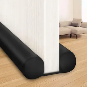 Door Draft Stopper, Adjustable Under Door Sweep Noise & Draft Blocker, Black