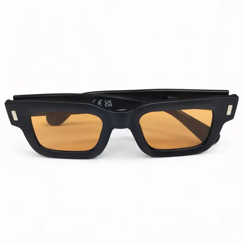 Black Sunglasses with Amber Lenses and UK CA Mark for Stylish Protection