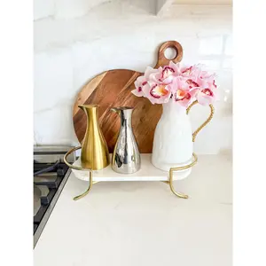 Marble Footed Tray with Gold Stand
