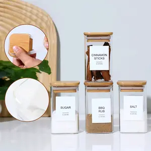 24 PCS Square Seasoning Jars Pepper Bottle Pepper Powder Bottle 240ml Glass Seasoning Jars Salt Jars