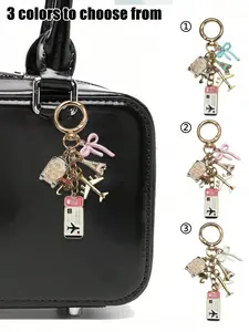 Travel Theme Keychain, Three Colors Available, Cute Bag Charm, Fashionable Key Ring Accessory, Durable Enamel Key Chain, Keychain For Bags
