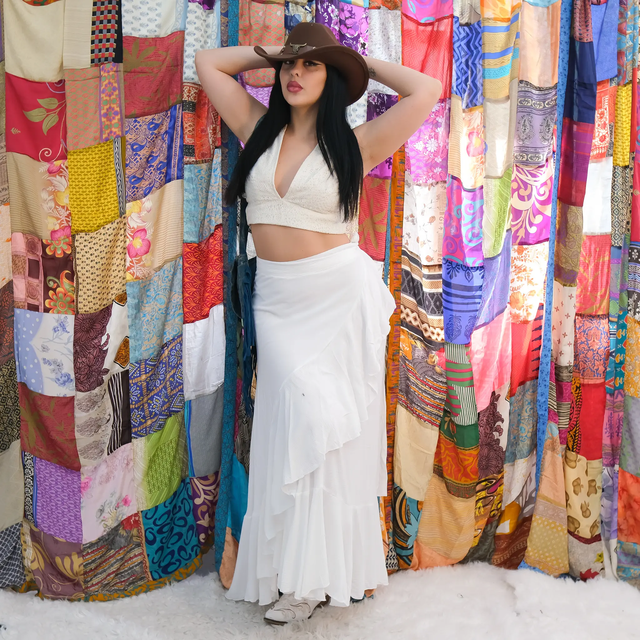Wrap Skirt with Ruffles, Bohemian Summer Long Maxi Skirt, Layered Hippie Festival Wear, Flared Boho Skirt
