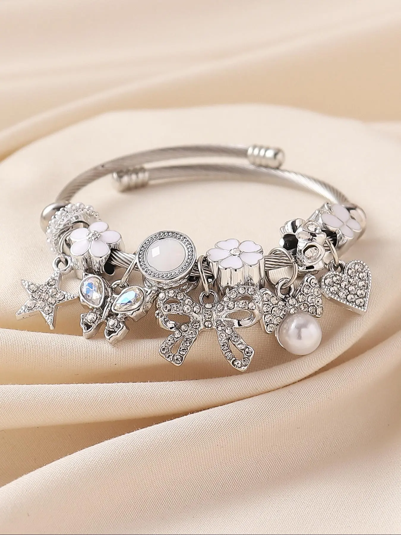 Elegant Rhinestone Decorated Cuff Bangle, Fashionable Jewelry for Women for Party, Daily Clothing Decor, Trendy All-match & Exquisite Jewelry for Birthday Gift, Elegant Jewelry Bracelet, Cuff Bangles Bracelets