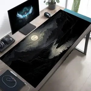 Moonlit Mountain Ink Art Mouse Pad | Dark Landscape Desk Mat | Oversized Non-Slip for Gamers & Zen Enthusiasts | Mysterious Night Mountain Aesthetic | Perfect for Gaming Setup & Desk Decor Gaming Mouse Pads#FYP #InkArt #MountainVibes #GamingMat