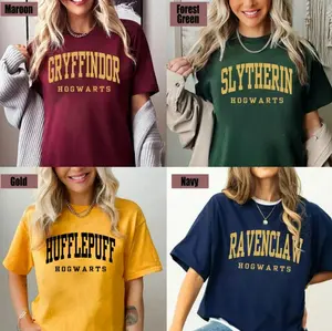 Hogwarts Houses T-shirt, HP Wizard World Tee, Hogwarts Houses Shirt, Potterhead T-shirt Gift, Wizard Lovers Gifts, Wizarding World Shirt