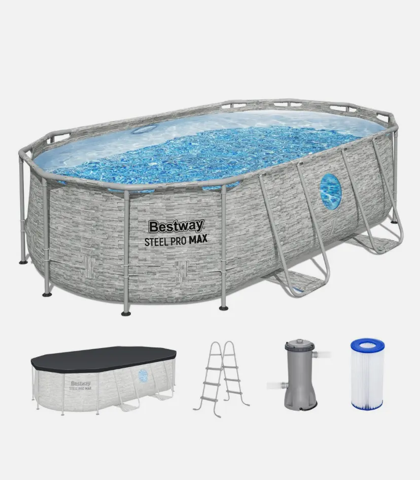 Bestway Power Steel Swim Vista 14' x 8'2" x 39.5" Above Ground Swimming Pool Set