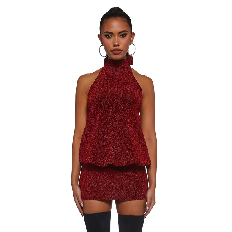 Halter neck red dress - TikTok Shop