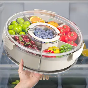 1 rotatable multifunctional snack tray with lid and handle - Large platter for cold cuts, vegetables, and fruit - Perfect for tacos, parties, and travel picnics