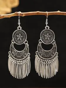 Boho Style Hollow Out & Tassel Decor Dangle Earrings, Statement Earrings, Vintage Style Drop Earrings for Women, 2024 New Style Trendy Jewelry Gift for Party and Daily Life