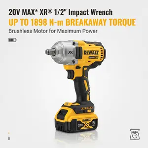 DeWalt DCF900NT Brushless Impact Wrench - 1400 ft-lbs (1898 Nm) High Torque, 1/2" Anvil, 0-2300 RPM, 4-Mode Fastening, Spiral Design, Battery & Charger Included - For Professional Mechanics, Heavy Trucks & Equipment cordless