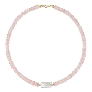 Rose Quartz Keshi Necklace