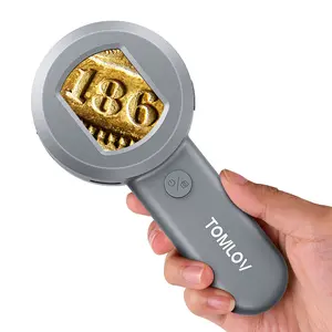 TOMLOV P10 Microscope for Adults Kids, Portable 100X Illuminated Jewelers Loupe, Handheld Coin Magnifier with Light for Collectors, Pocket Trichome Magnifying Glass, Digital Microscope with 2" Screen