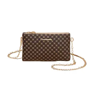 2024 New Luxury Monogram Leather Polka Dots Crossbody Handbag for Female Adults, Small Size with Chain Strap - Business, Daily Use, New Year's Eve Festive Party Bag Gift