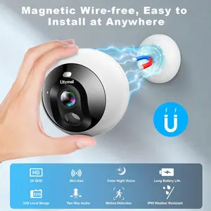 Color Night Vision-Outdoor Indoor Window Cameras Wireless WiFi Cameras, AI Motion Detection, 32G SD Cloud Storage, Litymol Magnetic Security
