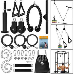 Weight  Pulley System Gym, Upgraded  Pulley Attachments for LAT Pull Down, Biceps Curl, Tricep, Arm Workouts -  Gym Add On Equipment