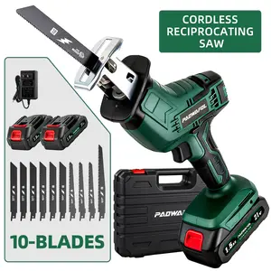 PAOWAFOL Reciprocating Saw Cordless, 0-3500SPM Variable Speed Reciprocating Saws with 2 Batteries, Saw Blades, Tool-Free Blade Change, Electric Reciprocating Saws for Woods/Metal/Plastic Cutting