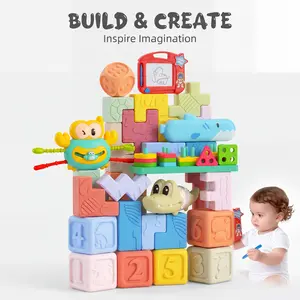 8-in-1 Baby Toy Set – Teething, Stacking, Learning & Sensory Play，Safe Silicone Blocks for Brain Development & Play