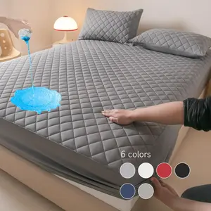 Solid Color Waterproof Mattress Cover Set, 3 Counts/set Including 1 Count Fitted Sheet & 2 Counts Pillowcase, Room Accessories Soft Comfortable Breathable Bedding Set for Bedroom, Bedset, Bedsheet Sets, Breathable Sheets, Bedding Supplies