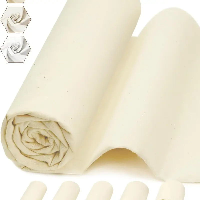 FIVEIZERO 100% Cotton Muslin Fabric by The Yard,63in x 1Yards Unbleached Natural Cotton Material–Medium Weight Beige Calico Fabric for Sewing,Quilting,Embroidery,Crafts & Apparel Projects