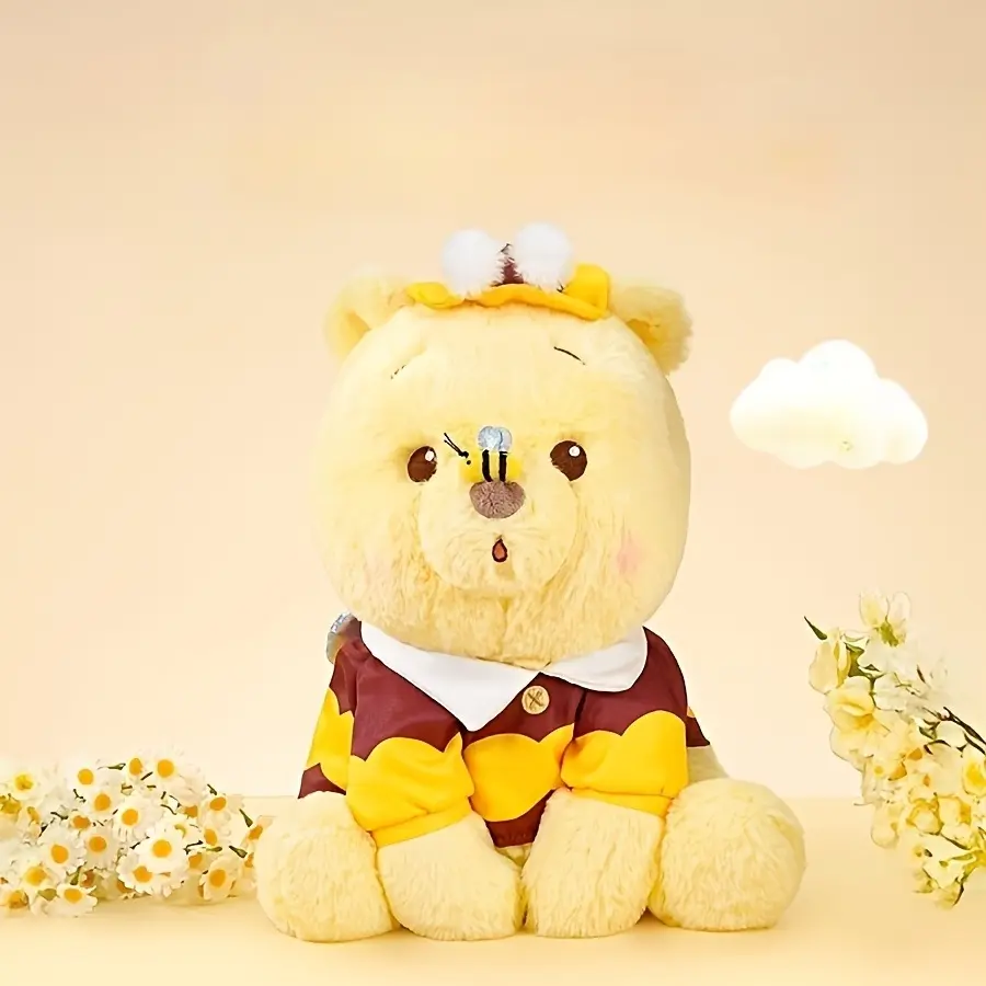 MINISO Winnie the Pooh Series No.12 Bee Costume Sitting Doll, Cute Plush Toy, Perfect for Birthday Gifts, Easter Gifts, Home Decoration and Gifting