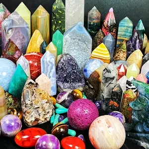 2000g Natural Crystals Surprise Set - Raw Stone  + Polished Pieces, Aquarium & Living Room Home Decor, Holiday Gift cute desktop ornament