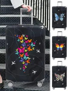 Butterfly Pattern Luggage Cover, Stretch Luggage Protector, Baggage Dust Case Cover, Travel Organizer for 18-32 Inch Suitcase