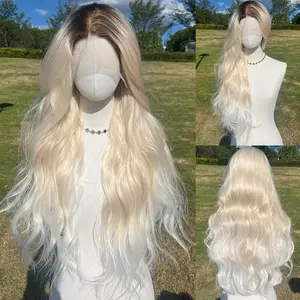 Smilco Omber Platinum Blonde 13x4  Lace Wig – Body Wavy Texture, 26 Inch/SM9720