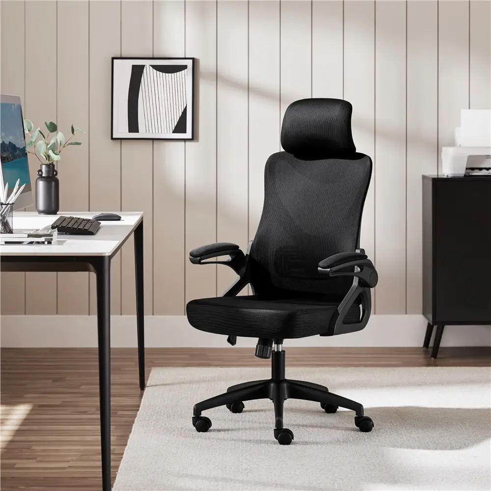 Yaheetech Ergonomic Office Chair, High Back Desk Chair with Adjustable Padded Headrest and Lumbar Support, Computer Chair Mesh for Home Office Office