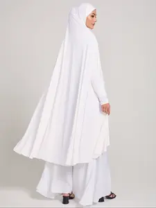 Women's Fashion Plain Long Headscarf with Sleeve Cover, Crystal Abaya Hijab, Suitable for Daily Outdoor Sun Protection