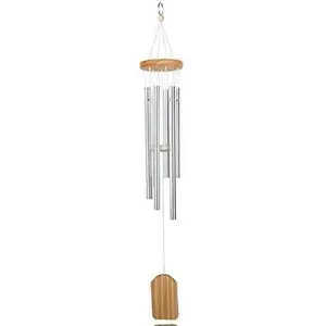Outdoor Wind Chime, Wind Chimes Bells 6 Metal Tubes Windchime for Garden, Yard, Patio, Home Decoration and Gift, Silver Color (White Wind Chimes)