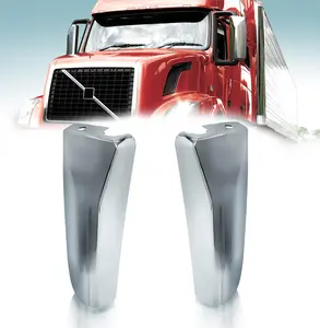 TORQUE Chrome Door Mirror Cover Pair Set Replacement for 2004-2018 Volvo VNL Semi Trucks Curved Cover Set Driver Left Side LHD Passenger Right Side RHD (TR005-R TR005-L)