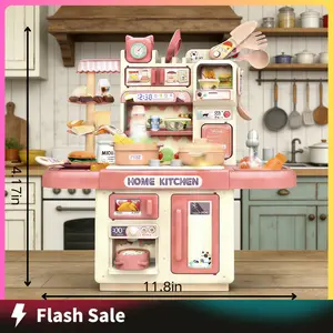 Kids Kitchen Play Set,Interactive Kids KitchenPlayset with Pretend Kitchen FoodToys Cooking Stove Steam,Play Sink for BoysGirls Toddlers Aged 3-5 Years