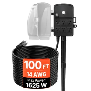 VEVOR Outdoor Power Stake, 50 FT Extension Cord, Outdoor Power Strip Weatherproof with Cover and Overload Protection, 6 Outlets, 15A/1875W, Waterproof Multi - Outlet Yard Stake for Christmas LightsVEVOR Super Brand Day