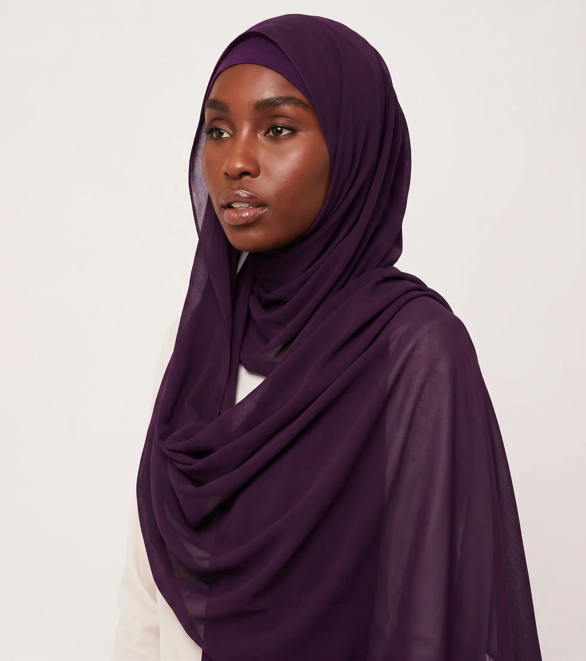 Women's Royal Amethyst Chiffon Pashmina Hijab - Modest Fashion Scarf, Chiffon Pashmina Scarves
