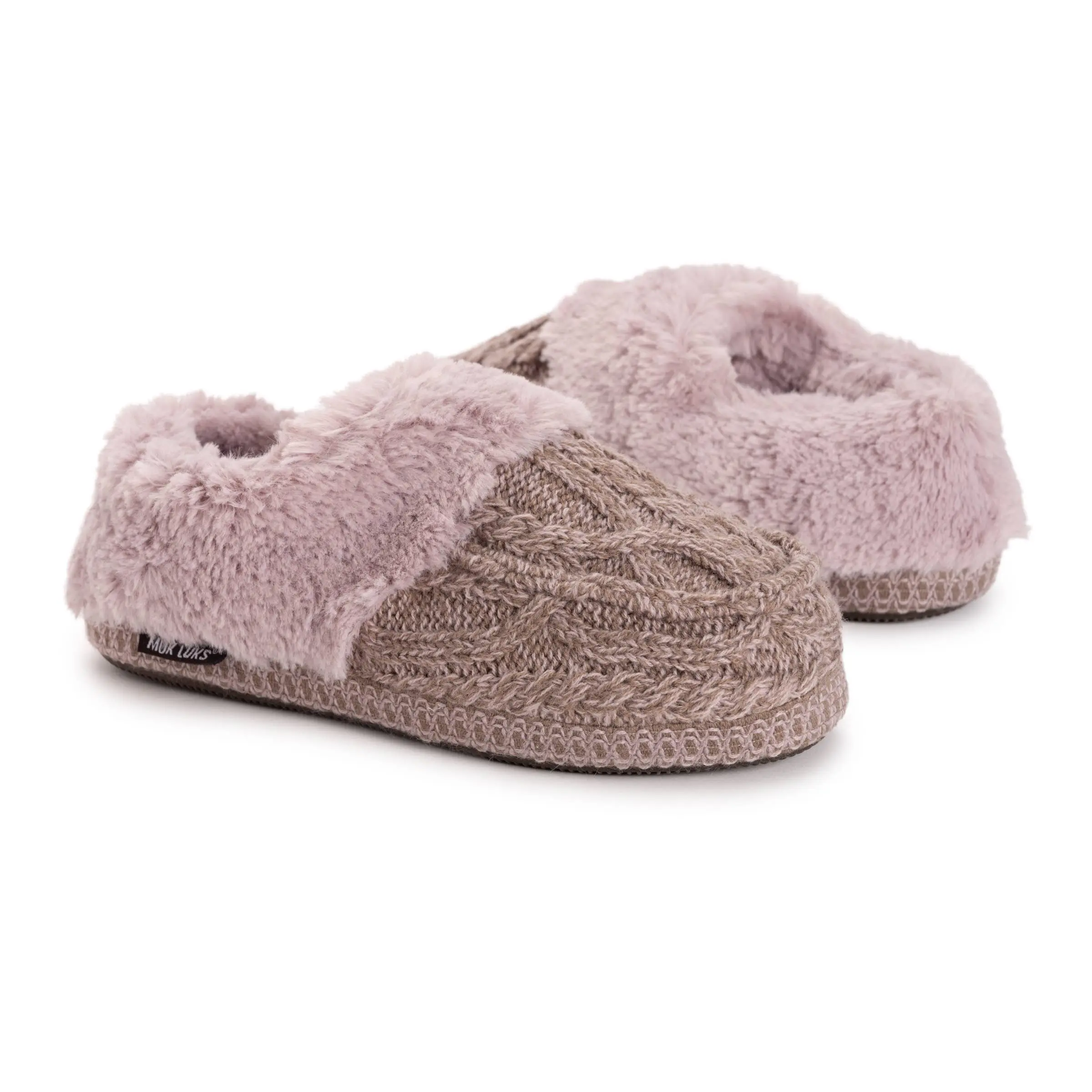 MUK LUKS Women's Moselle Flat Casual Slide-On Slippers - Fuzzy Fabric, Soft Sole, Comfortable Round Toe, Indoor Home Wear