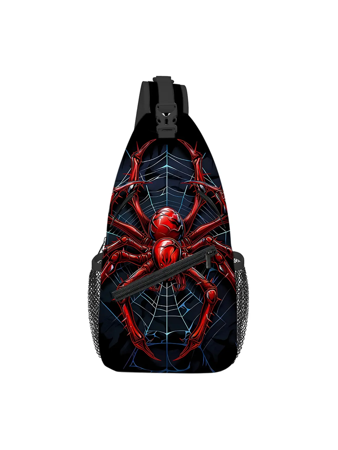 Red spider pattern full print breast bag Zipper Fanny Pack Waist Bag Waist Belt Bag Waist Packs