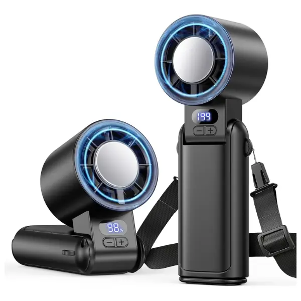 Portable Handheld Fan Rechargeable Mini Turbo Cooling Fan LED Display USB-C
