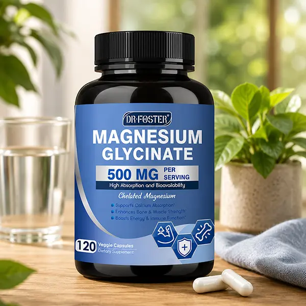 Magnesium Glycinate 500mg with Zinc & Vitamin D3 - High Absorption Chelated Magnesium Supplement for Sleep Muscle & Bone Support - Helps Maintain Muscle Comfort & Relaxation - Non GMO Formula - 120 Veggie Capsules