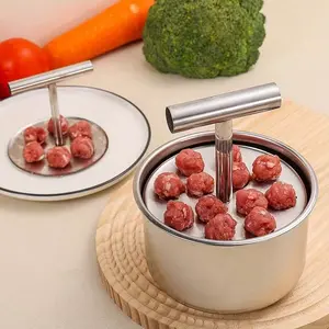 Stainless Steel Meatball Mold Tool, 12 Manual Molds with Ergonomic Press Plate, Easy Uniform Meatballs, Dishwasher Safe, Commercial Grade