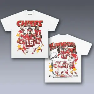 [SALE Up To 50% Off] Chiefs Graphic Tee, Y2K Crew Neck Streetwear T-Shirt, Unisex Crew Neck Tee, Vintage Football Graphic, Sports Player Bootleg Premium Style, Casual Cotton Fit 2 Sided