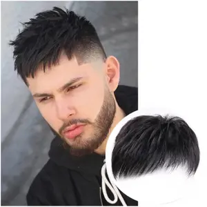Men's short hair wig, stylish invisible top hair replacement piece, covers white hair, receding hairline and baldness, men's hair topper