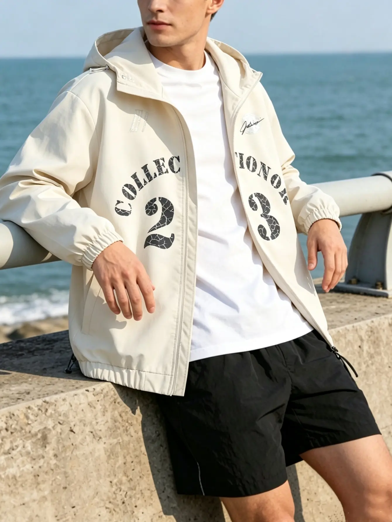 Men’s jacket for spring/autumn, American collegiate style workwear aviator jacket with hood, casual jacket