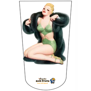 Amputee Sock "Woman FurCoat n Bikini V1", Prosthetic Limb Sock, 3ply Stump Sock
