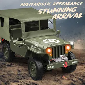 JJRC 1:10 Scale Willys Military Jeep 4WD RC Crawler with LED Lights 2.4G Remote Control Upgradable Chassis All Terrain Off-Road Vehicle for Adults & Hobbyists rctrailer