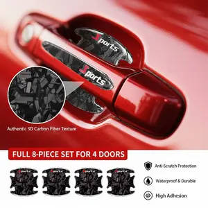 8Pcs Carbon Fiber Car Door Handle Scratch Protectors - Universal Waterproof Anti-Scratch Vinyl Decal, Automotive Exterior Paint Guard Sticker, Accessories for Car & Trucks, Sticker For Cars summerwins