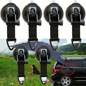 4/6/8pcs Heavy Duty Suction Cup Hooks - PVC Safety Lock for Outdoor Camping, Car Tents, Boats & RV Awnings | Strong Hold on Glass, Tiles, Smooth Surfaces | Portable for Picnic, Home, Travel