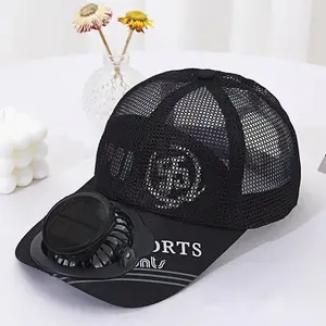 Solar Powered Fan Baseball Cap with Builtin Fan, USB Cooling Hat, Adjustable Strap, Lightweight & Breathable, Breathable Mesh Caps, Sun Hat for Outdoor, Camping, Travel, White with Solar Panel & USB Port, Ventilated Mesh Design, Cooling