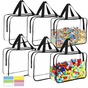 6pc Large Capacity Travel Toiletry Bag Set, Clear Toiletry Bags with Handles, Zipper Makeup Bags, Travel Essentials, 6 Counts/set