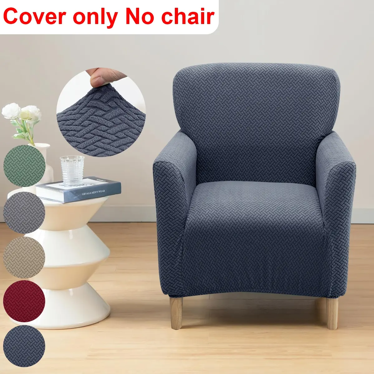 Knitted Jacquard Sofa Cover, Elastic Sofa Slipcover, Stretch Sofa Cover, Stretchable Sofa Cover, Stretch Couch Cover, Single Seat, Fall & Winter, Multiple Colors, Furniture Protector, Dustproof Sofa Cover, Home Decor Essential