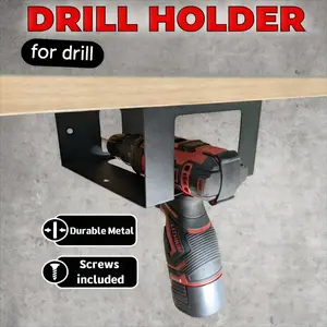 Electric Screwdriver Stand, Under Cabinet Drill & Driver Holder, Metal Rack with Quick Release Clips, Space Saving Tool Storage, Power Tool Organizer